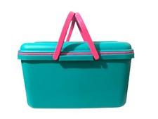 Vintage 90's Teal Purple Pink Eagle Craftstor 20" Sewing Storage Organizer Bin