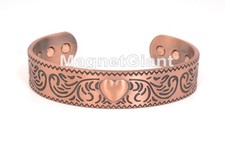 Heart - Solid Copper High Power Magnetic Bangle Bracelet Cuff - BG75C