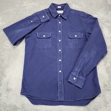 Taylor Stitch Shirt Mens 40 Navy Blue Chamios Long Sleeve Button Up