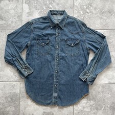 LEVIS Shirt Mens Blue Denim Button Snap Western Rodeo Long Sleve Cowboy L