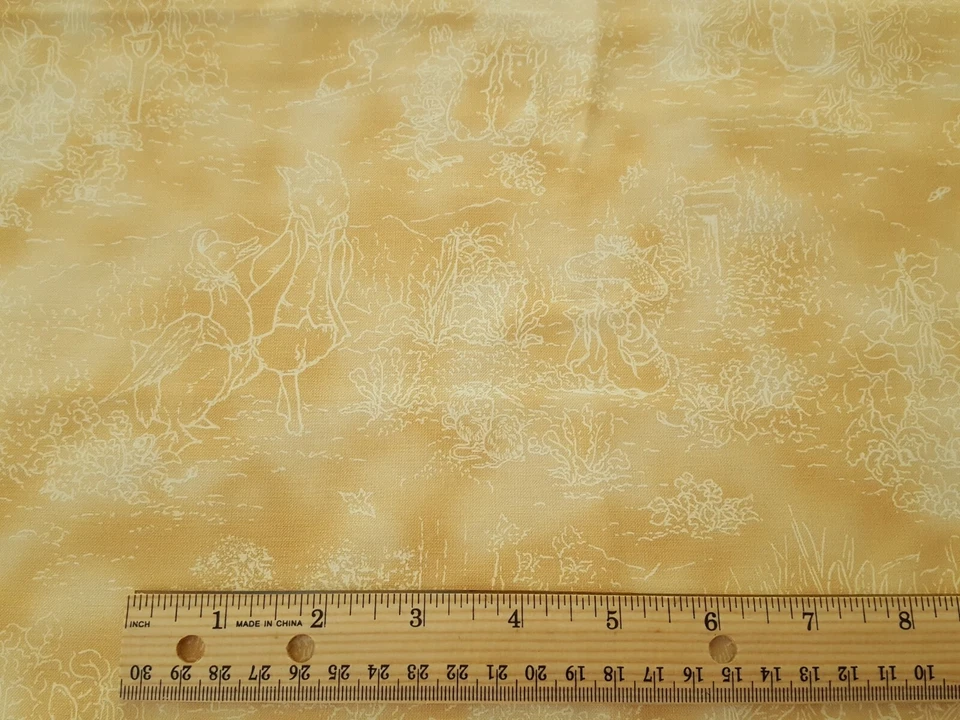 27" Jemima Puddle Duck Beatrix Potter Quilting Treasures Tonal Yellow Toile - Image 2 of 3