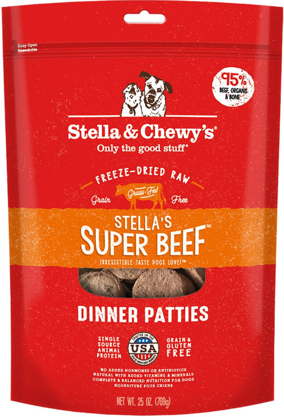 Stella & Chewy's Freeze-Dried Raw Dinner Patties Super Beef Dog Food, 25-oz bag