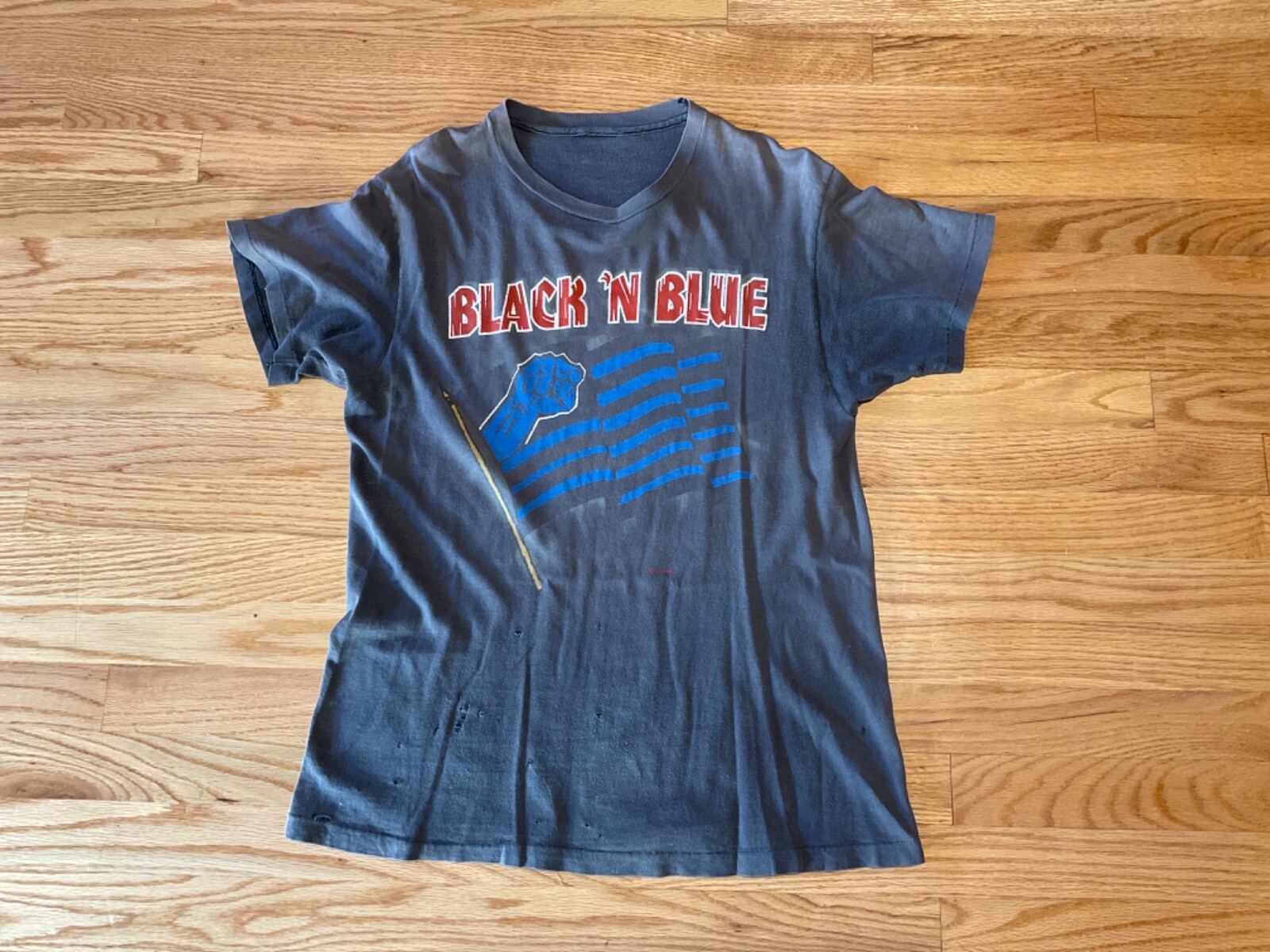 Camicia Vintage Nera N Blu Poison Skid Fila Motley Crue Screen Stars