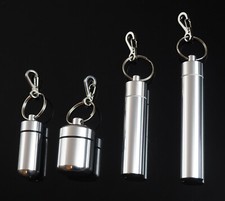4pcs Set Waterproof Aluminum Pill Container Capsule Bottle Keychain Clip Silver