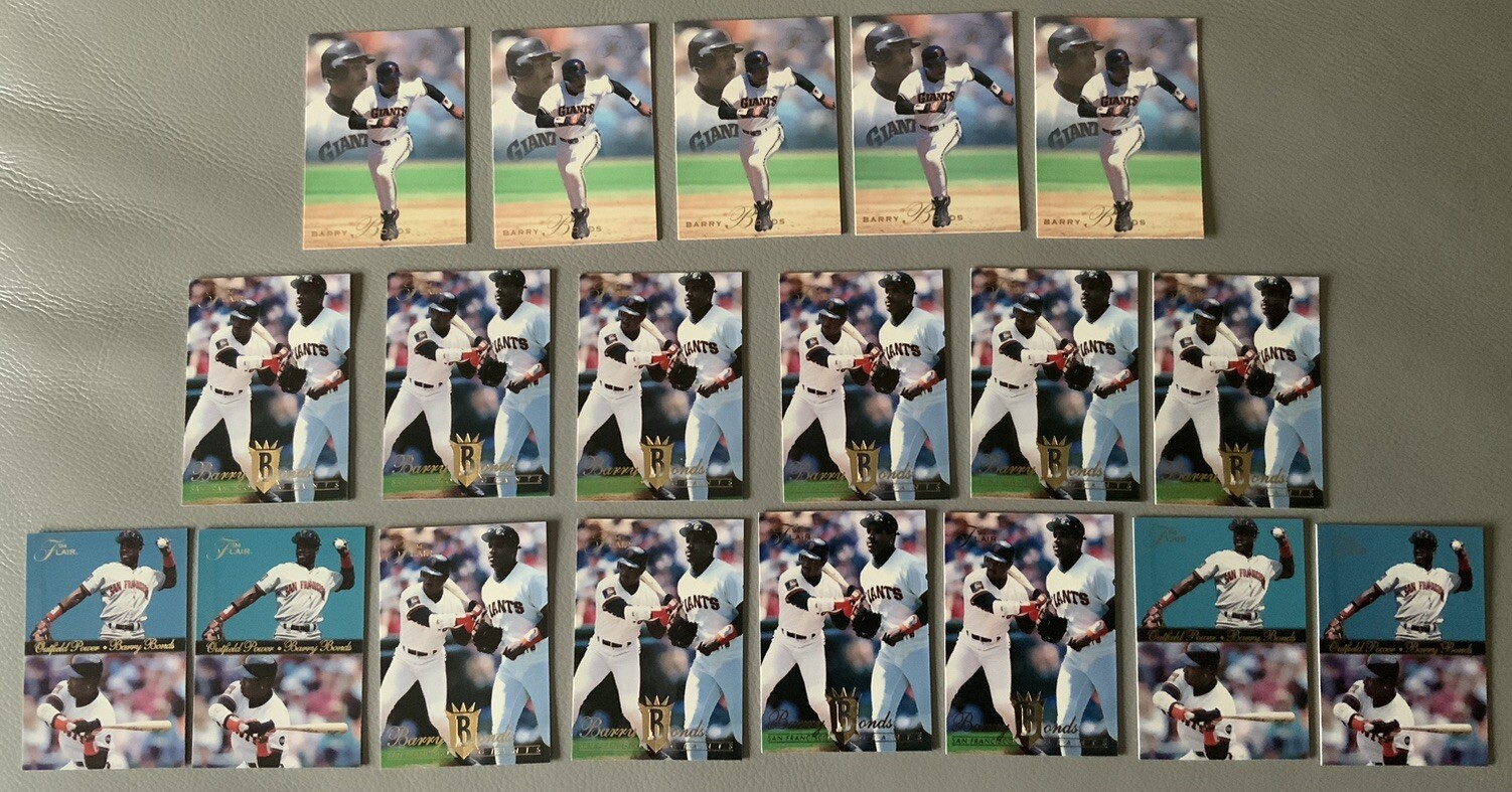 BARRY BONDS 1993 FLAIR (5), 1994 FLAIR (10), 1994 FLAIR OUTFIELD POWER INSERT(4)