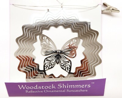 5'' Woodstock Chime: Woodstock Shimmers Nature Butterfly & Alligator Clip