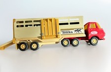 Vintage Tonka 70's Red Tractor Cab with Horse Trailer 55010 Steel Collectible