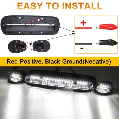 3PCS 30 LED Cab Marker Roof White Lights Assembly for 02-07 Chevy Silverado GMC - Picture 3 of 12