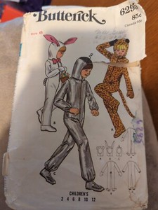 ORIG. BUTTERICK 6295 Sz 6 BOY/GIRL COSTUME VTG SPACEMAN BUNNY, LEOPARD/CAT COMP.