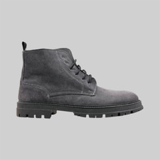 Stivaletti Scarpe Uomo Anfibi Cerniera Lampo Camoscio Grigio Boot Made in italy