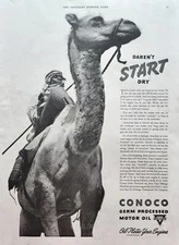 1938 Conoco Germ Processed Motor Oil Vintage Ad daren't start dry