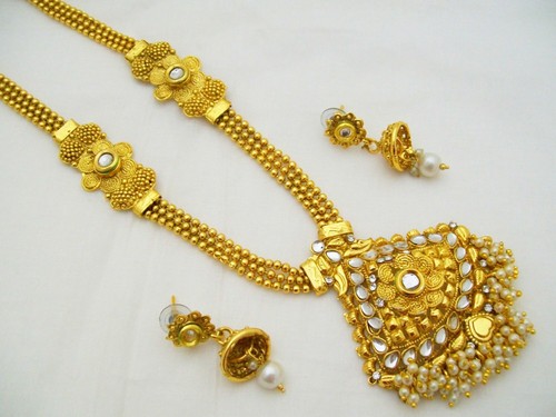 Rani Haar Long Pearl Gold Plated 