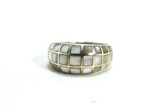MWS Sterling Silver Mother Of Pearl Inlay Band Ring, Size 8 1/4