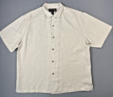 Nat Nast Shirt Mens Large Beige Silk Button Front Cocktail Print Bowling Resort