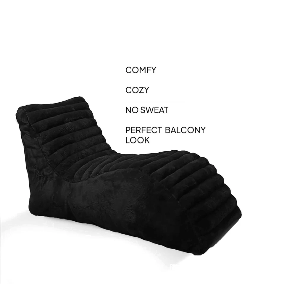 Bolsa de frijoles sillas sofá tumbona de piel bolsa de frijoles sofá solo funda sin frijoles negro Foto 2 de 4