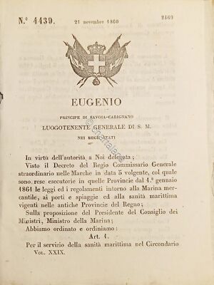 Eugene Decree - Established Commissariat in the Maritime District of Ancona 1860
