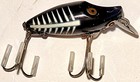 Vintage Heddon 9010XBW River Runt Midget BlackWhite Shore Minnow Suface Hook Rig — photo 2