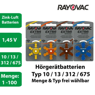 Rayovac Advanced Hörgerätbatterien - Typ 10 13 312 675 1,45 V - Menge wählbar