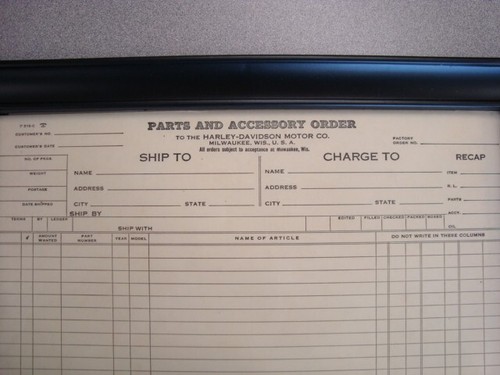 Vintage Harley-Davidson Parts and Accessory Order Form FRAMED - Picture 3 of 5