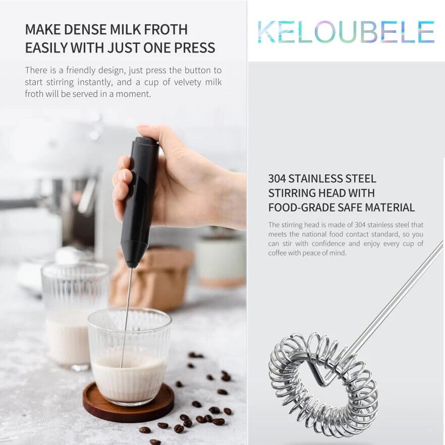 Milk Frother Wand with trip bag trip coffee bagHandheld Stainless Steel - Bat...