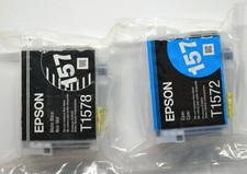 2 CARTUCCE ORIGINALI EPSON PER r 3000 -  T 1578 nero mat  +  T1572  cian  - 