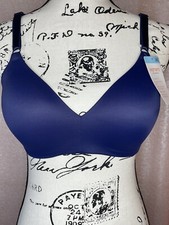 Warner's Bra Wirefree Side Smoothing No Side Effects Contour 36C Blue New