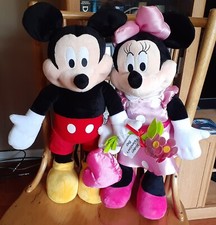 Mickey and Minnie Mouse Rare Large Plush Disney Valentine's Day Souvenirs  22"