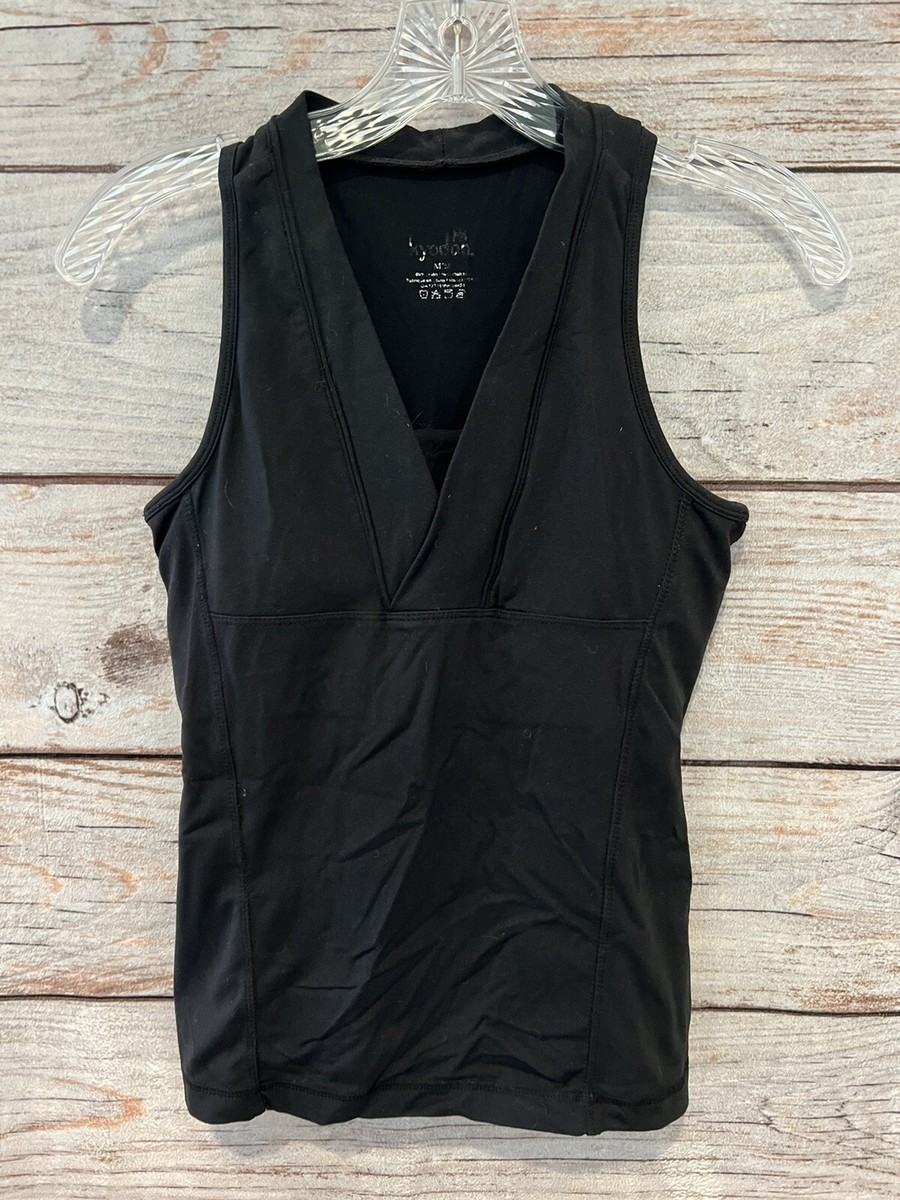 Kyodan Solid Black Tank Activewear Built-in Bra Nylon/Spandex