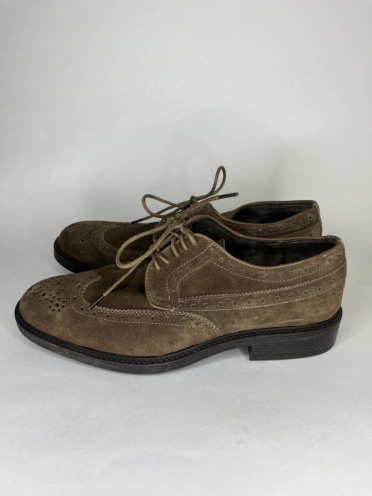 SAOLA scarpe joseph abboud stringate Oxford uomo taglia 9D marrone scamosciato punta ala