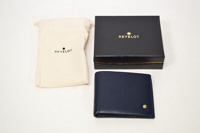 NEW Revelot Navy Blue Bifold Wallet W2 Waxed Leather