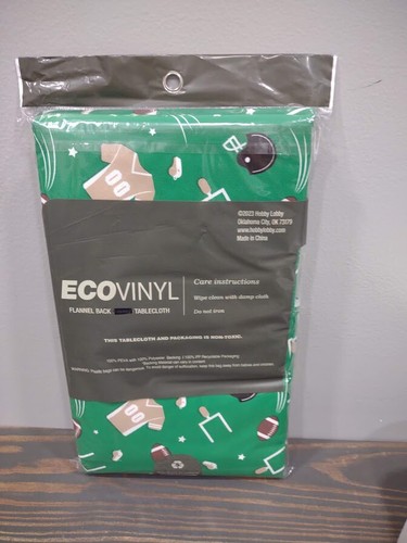 60 x 84 inch EcoVinyl Flannel Back Tablecloth FOOTBALL EZ Care