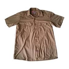 Dickies Mens Short Sleeve Work Shirt Khaki Tan Button Up Pocket Size Large L