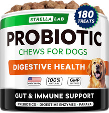 STRELLALAB Dog Probiotics Chews for Digestive Health  Gut Support with Yeast an