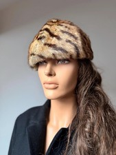 Vintage Leopard  Print Real Fur Hat for Women