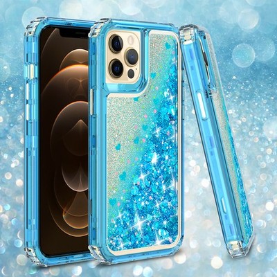 For iPhone 12 Pro Max/12 Pro Case Shockproof Bling Clear Cover+Screen Protector