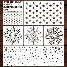 7Pcs 4Th of July Stencils American Flag Star Stencil Set Reusable Fireworks Temp