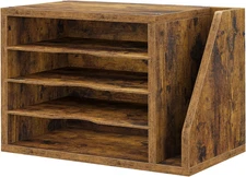 File Organizer Desktop, Wood Desk Organizer with 3 Adjustable Shelves, Mail Pape