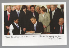 Barack Obama signs ACA 2010 Photo Nancy Pelosi Joe Biden Tom Harkin Harry Reid