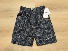 NWT Nike Swim Volley Shorts All Over Print Boys Youth Medium Black White