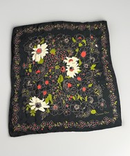 Vintage Christian Dior Carre Silk Scarf Hand-Rolled Floral Print 30  X 28  
