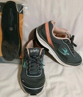 gdefy Gravity Defyer Mighty Walk Shoes Womens Size 11 Gray Peach With NEW INSERT