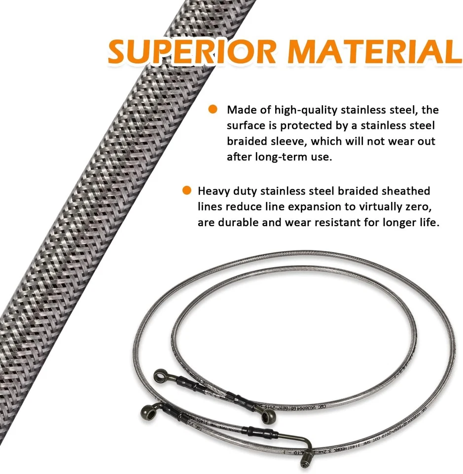 1068 Extended Front/Rear Brake Lines for Polaris RZR 800/S 800/4 800/XP 900/570 - Image 4 of 4