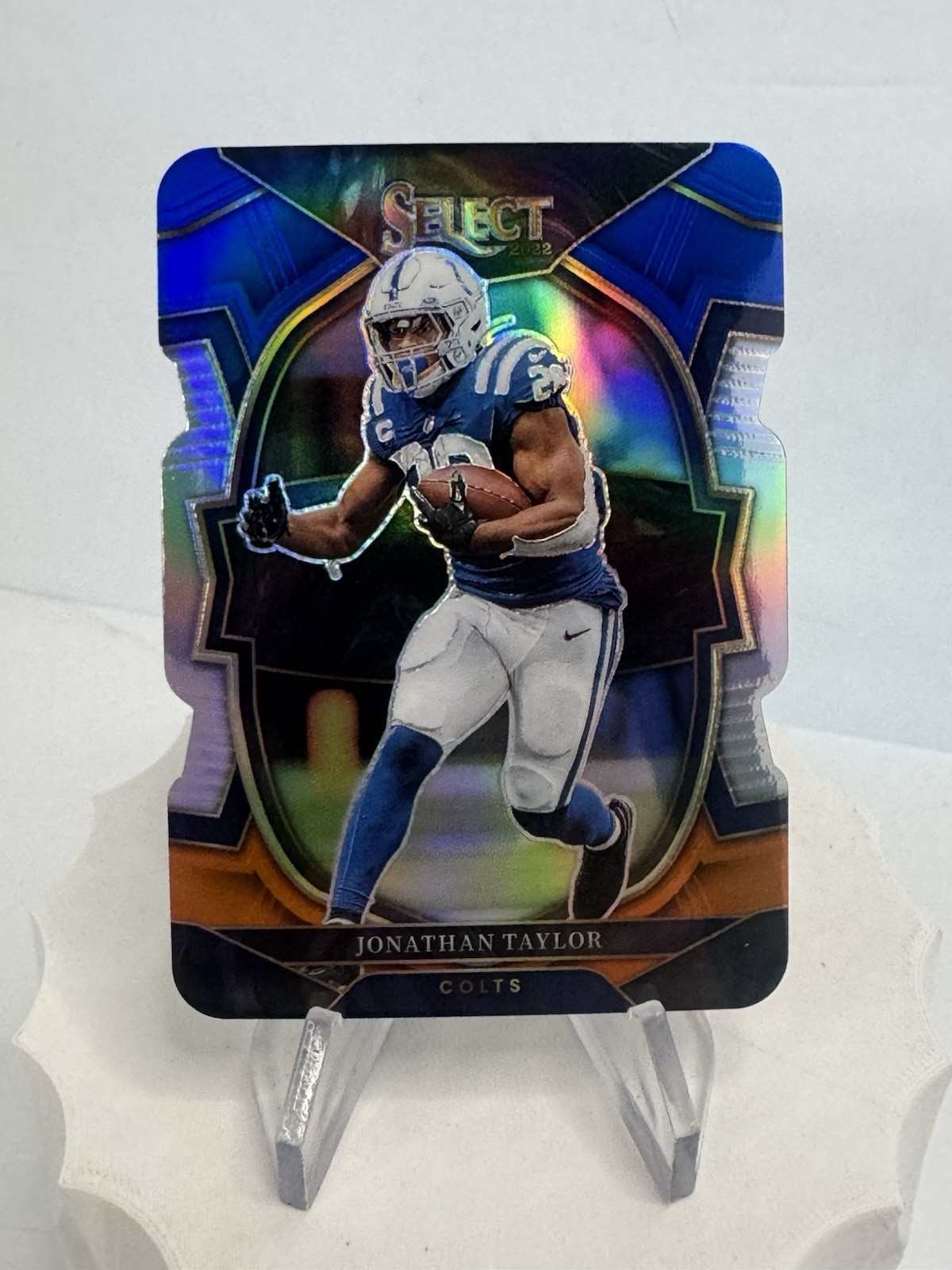 2022 Panini Select Concourse Blue Orange Die Cut Prizm /35 Jonathan Taylor #44