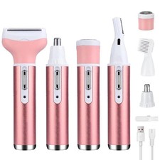 4-in-1 Electric Razor for Women - Painless Facial Hair Removal, Pink 4 in 1
