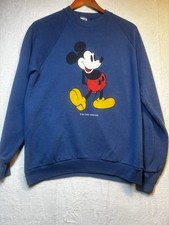 Vintage Mickey Mouse Sweatshirt Large Jerzees Tag Royal Blue Made In USA