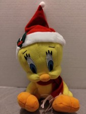 Looney Tunes TWEETY Bird Holiday Christmas 9" Plush w/ Santa Hat Vintage 1998