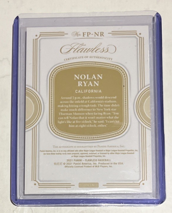 2021 PANINI FLAWLESS  *NOLAN RYAN* ON CARD AUTO* PERFORMANCES BLUE #5/7 SP view 4