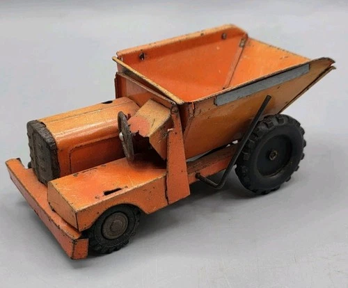 VINTAGE Friction Orange Marx Lumar Tin Dump Truck, J-4253