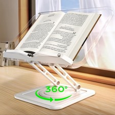 Book Stand for Reading, Adjustable Book Holder with 360 Rotating Bases, Ergon...