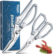 HUUSK Silver Kitchen Scissors Set - Heavy Duty of scissors, White